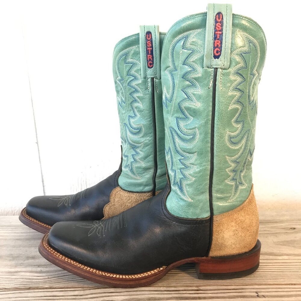 Tony Lama Black, Aqua & Tan Western Heeled Boots